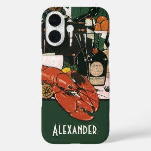 Vintage Lobster Champagne, Fancy Elegant Party iPhone 16 Case