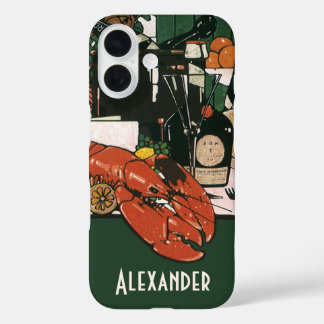 Vintage Lobster Champagne, Fancy Elegant Party iPhone 16 Case