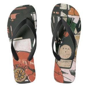 Vintage Lobster Champagne; Fancy Elegant Party Flip Flops