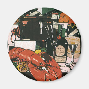 Vintage Lobster Champagne; Fancy Elegant Party Magnet
