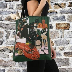 Vintage Lobster Champagne; Fancy Elegant Party Tote Bag