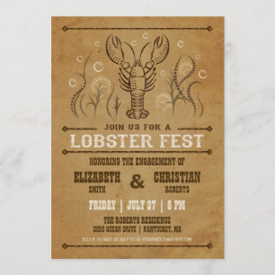 Vintage Lobster Engagement Party Invitation