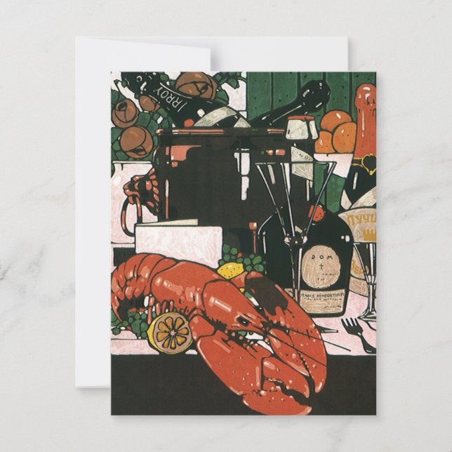 Vintage Lobster Fest Champagne; Elegant Party Invitation (Front)