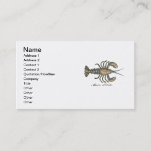 Vintage Lobster Illustration: Coastal Damask Business Card