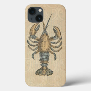 Vintage Lobster Illustration: Coastal Damask iPhone 13 Case