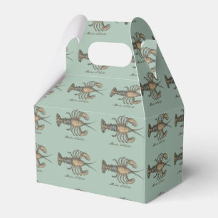 Vintage Lobster Illustration: Coastal Damask Favour Box