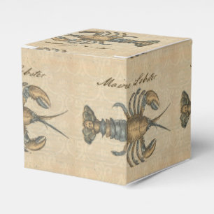 Vintage Lobster Illustration: Coastal Damask Favour Box