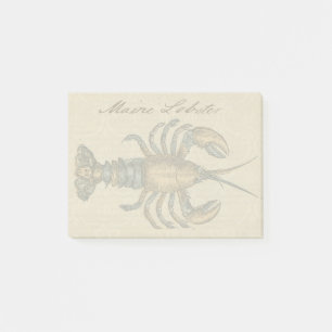 Vintage Lobster Illustration: Coastal Damask Post-it Notes