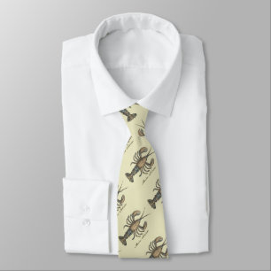 Vintage Lobster Illustration: Coastal Damask Tie