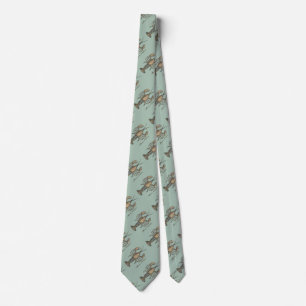 Vintage Lobster Illustration: Coastal Damask Tie
