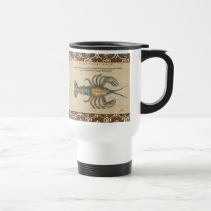 Vintage Lobster Illustration: Coastal Damask Travel Mug