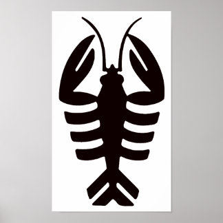Vintage Lobster in Black, Art Deco Seafood Poster