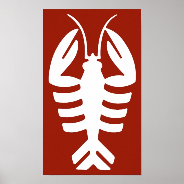 Vintage Lobster in White, Art Deco Seafood Poster (Front)