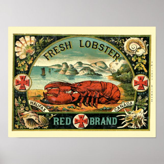 Vintage Lobster Label Poster (Front)