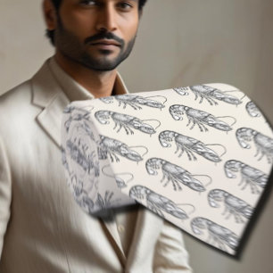 Vintage Lobster Necktie – ivory & gray