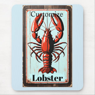 Vintage Lobster Sign Thunder_Cove Mouse Mat