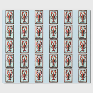 Vintage Lobster Sign Thunder_Cove Wrapping Paper