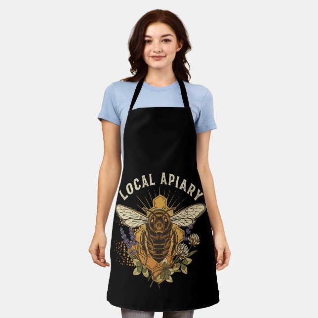 Vintage Local Apiary Honey Bee with Lavender  Apron (Worn)