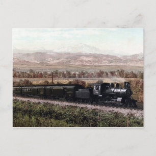 Vintage locomotive, Colorado Rocky Mountains Postcard