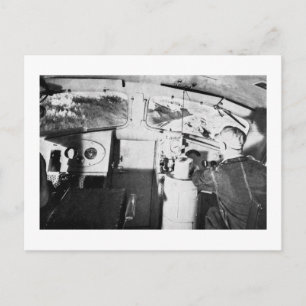 Vintage Locomotive Engineer Inside the Cab Postcard