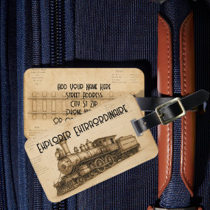 Vintage Locomotive – Explorer Extraordinaire Luggage Tag