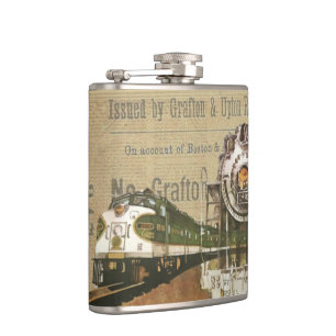 Vintage Locomotive Featuring Grafton & Upton Co. Hip Flask