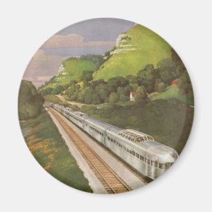 Vintage Locomotive in Country, Vacation by Train Magnet
