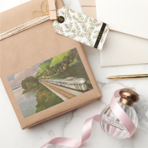 Vintage Locomotive in Country, Vacation by Train Rectangular Sticker