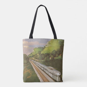 Vintage Locomotive in Country, Vacation by Train Tote Bag