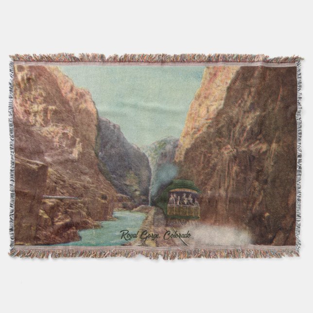 Vintage Locomotive in Royal Gorge Throw Blanket (Front)