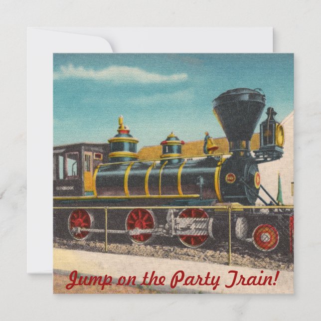 Vintage Locomotive Party Invitation (Front)