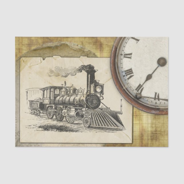 Vintage Locomotive Print Tissue Paper (Front)