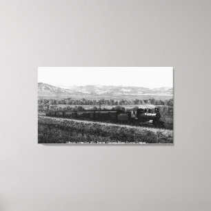 Vintage locomotive, Rocky Mountains Colorado, USA Canvas Print