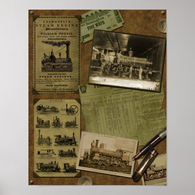 Vintage Locomotive Scrapbook Poster (Front)
