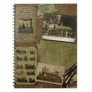 Vintage Locomotive Spiral Notebook - 80 pages