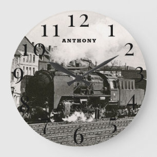 Vintage Locomotive Train Engine Railway Steam Large Clock