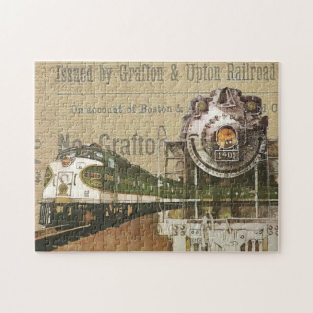Vintage Locomotive Train Steam Engine Railroad Jigsaw Puzzle (Horizontal)