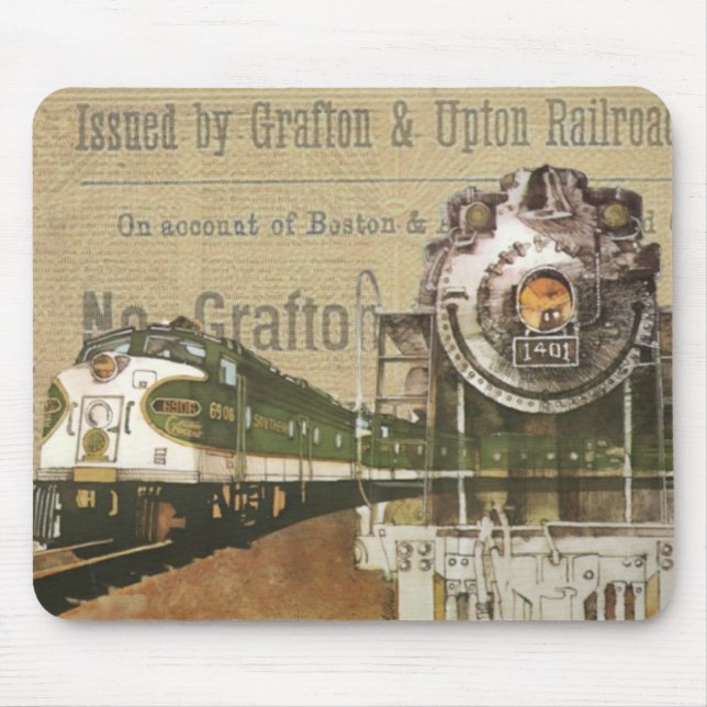 Vintage Locomotive Train Steam Engine Railroad Mouse Mat (Front)