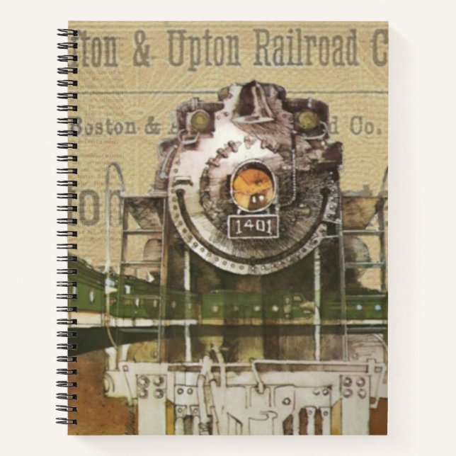 Vintage Locomotive Train Steam Engine Railroad Notebook (Front)
