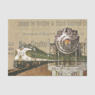 Vintage Locomotive Train Steam Engine Railroad Tissue Paper