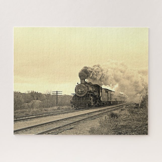 Vintage Locomotive Train Steam Engine Railway Jigsaw Puzzle (Horizontal)