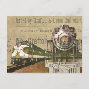 Vintage Locomotive Train Steam Engine Steampunk Postcard
