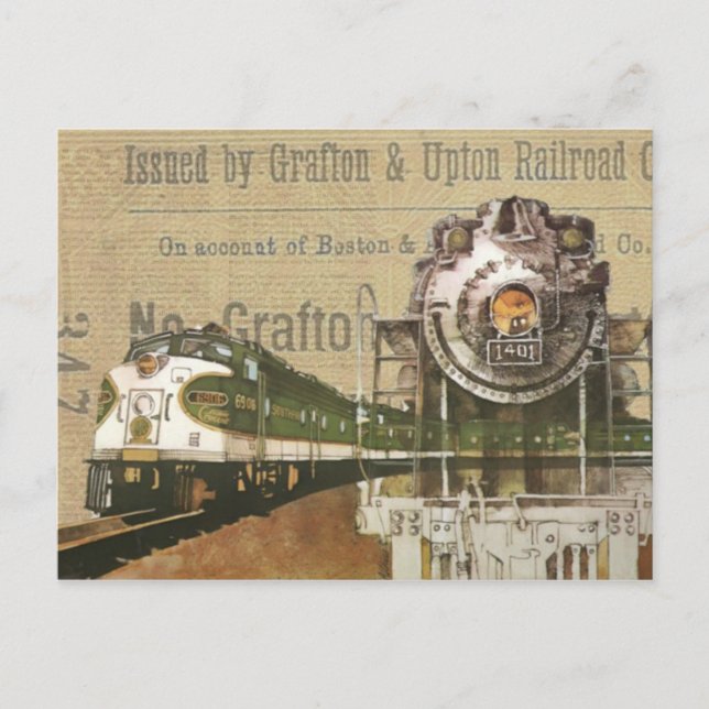 Vintage Locomotive Train Steam Engine Steampunk Postcard (Front)