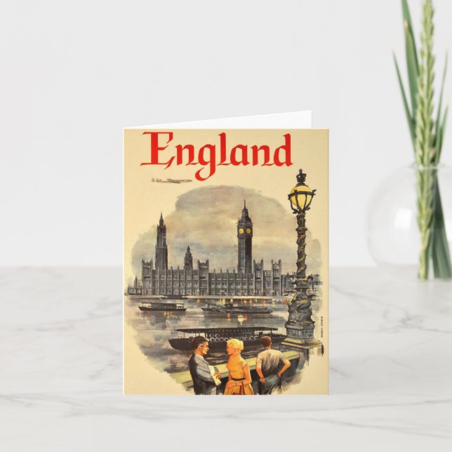 Vintage London Air Travel Big Ben Parliament Card (Front)