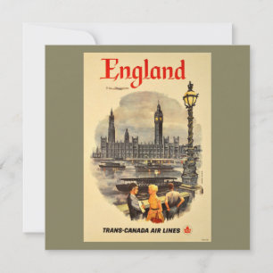 Vintage London Air Travel Big Ben Parliament Holiday Card