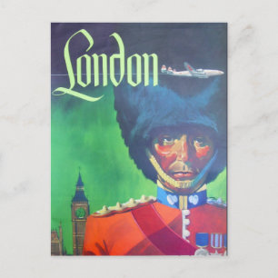 Vintage London Air Travel Big Ben Queen Guard Postcard
