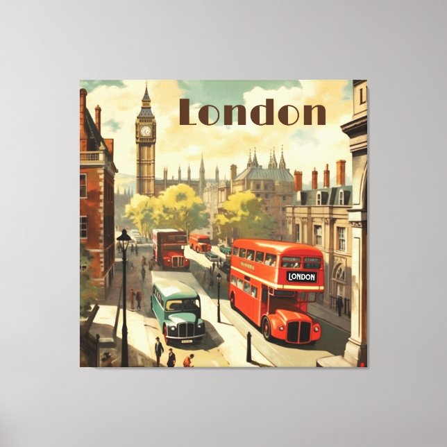 Vintage London Big Ben Custom Text Canvas Print (Front)