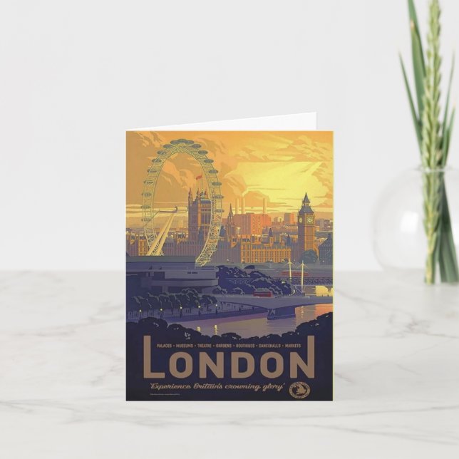 Vintage London Big Ben Parliament Thames River Card (Front)