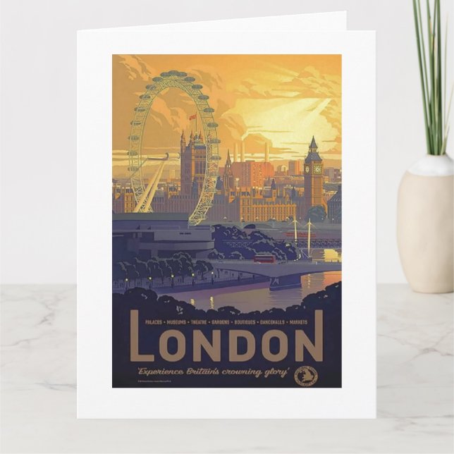 Vintage London Big Ben Parliament Thames River Card (Front)