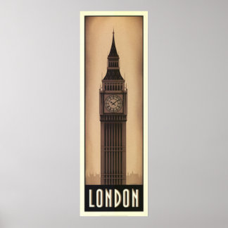 Vintage London Big-Ben Sepia Travel Poster